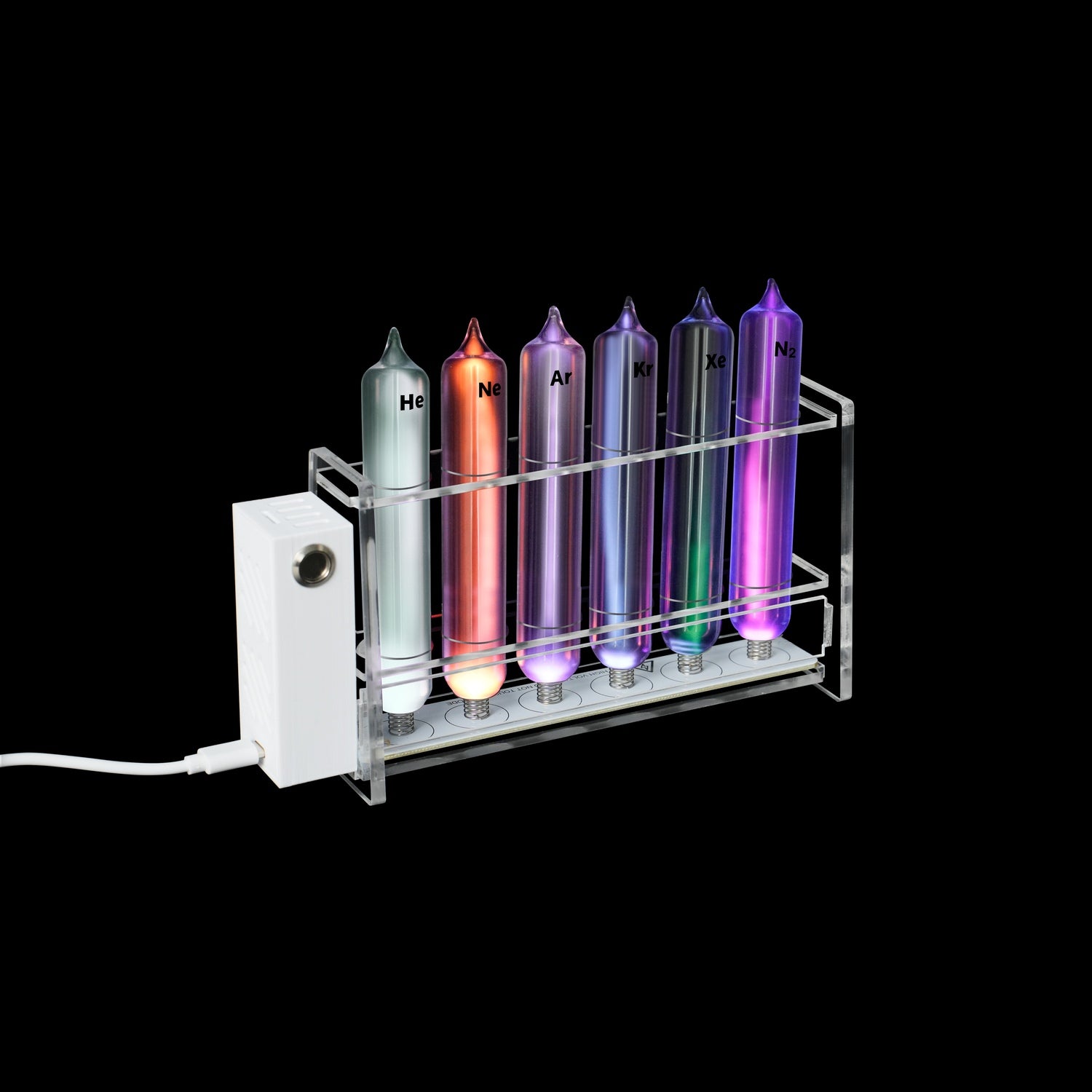 Gas Glow Tube Set - Gas Element Glass Tubes Collection with Display Base