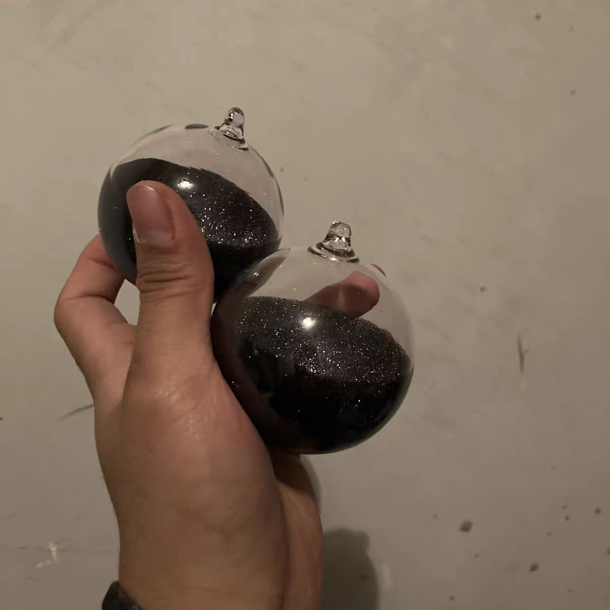 A glass sphere encapsulating iodine
