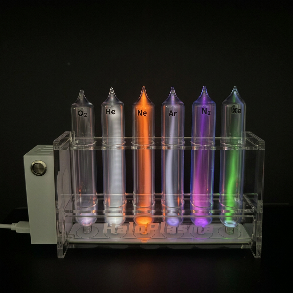 Gas Glow Tube Set - Gas Element Glass Tubes Collection with Display Base