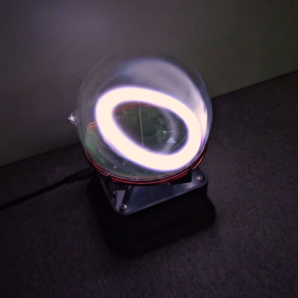 Dancing Plasma Toroid - 13cm (5 in) Xenon Plasma Ring Sphere with Bluetooth Music Base