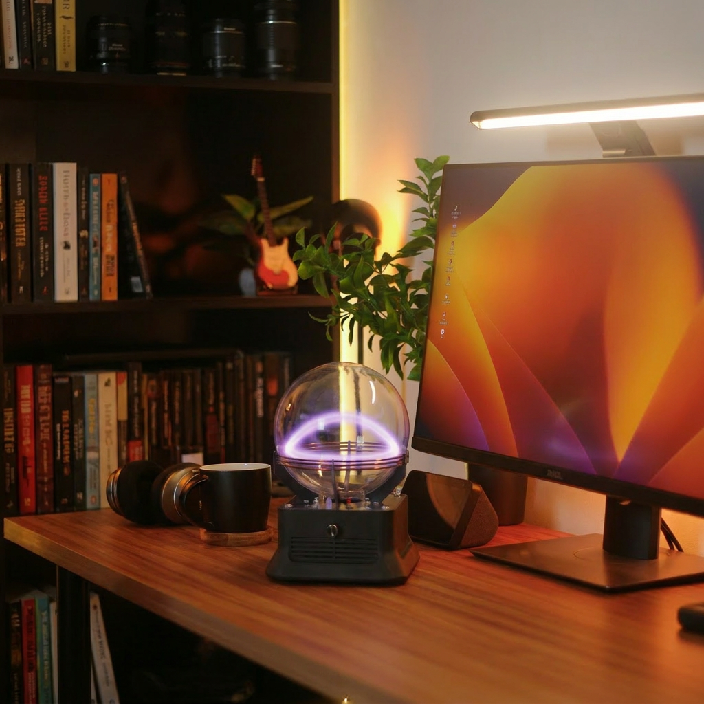 Dancing Plasma Toroid - 13cm (5 in) Xenon Plasma Ring Sphere with Bluetooth Music Base