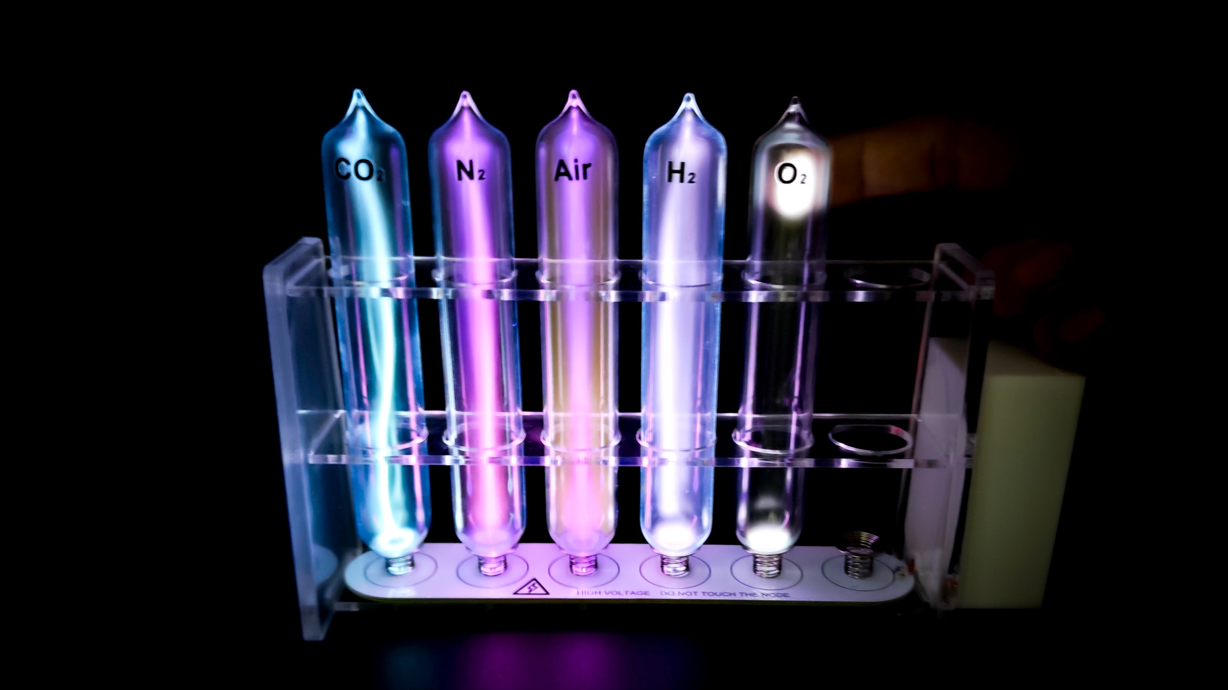 Gas Glow Tube Set - Gas Element Glass Tubes Collection with Display Base