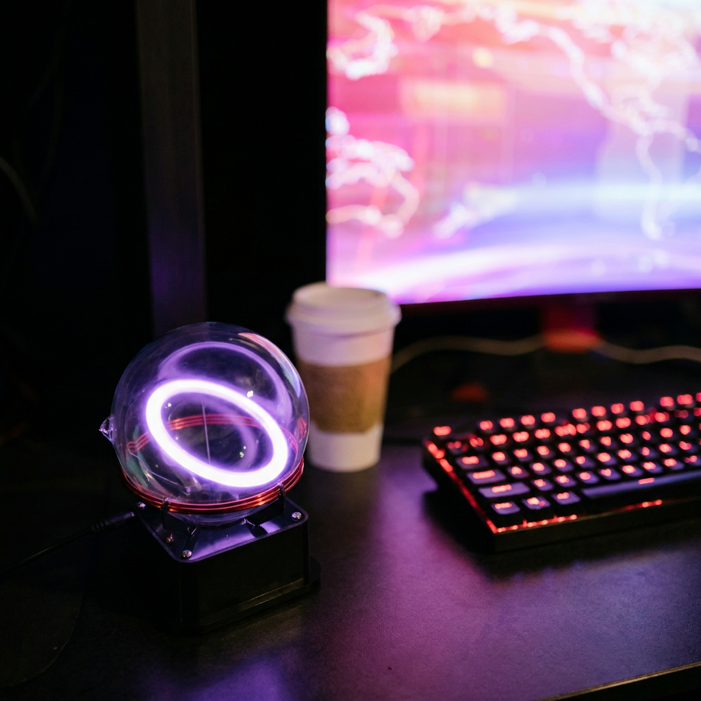 Dancing Plasma Toroid - 13cm (5 in) Xenon Plasma Ring Sphere with Bluetooth Music Base