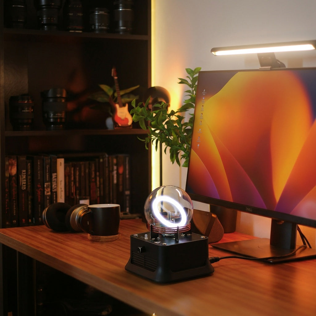 Dancing Plasma Toroid - 13cm (5 in) Xenon Plasma Ring Sphere with Bluetooth Music Base