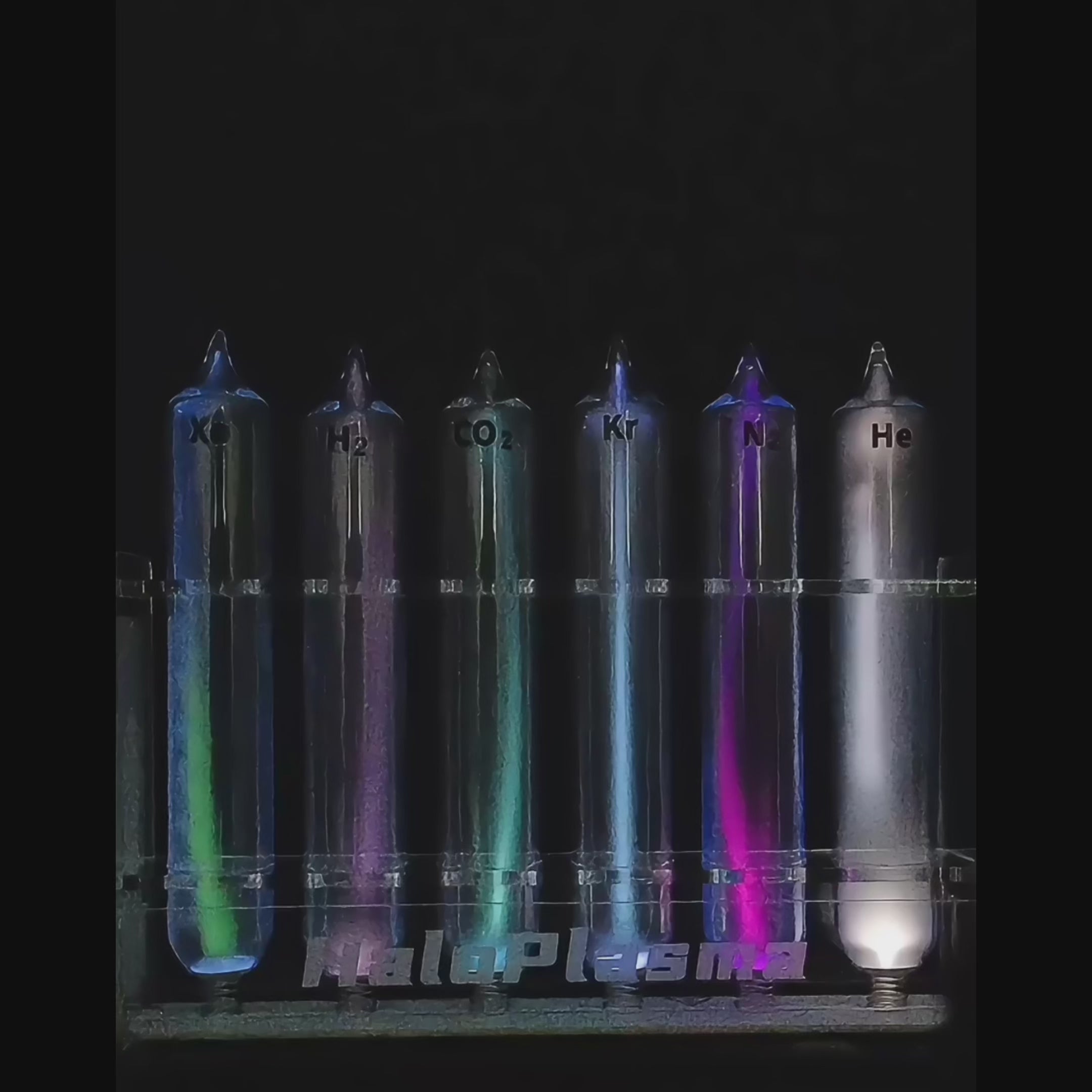 Gas Glow Tube Set - Gas Element Glass Tubes Collection with Display Base